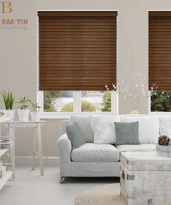 Mẫu rèm gỗ phòng khách – Chất liệu gỗ thông tuyết hãng Gracehome bản 5cm
