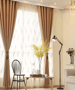 Rèm vải 2 lớp màu vàng giá rẻ cho phòng ngủ mã V2905 - 01