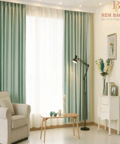 Rèm vải 2 lớp đẹp màu xanh cản nắng 100% mã BYG2915 -02