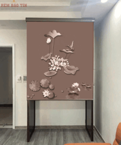 Rèm che ban thờ in tranh họa tiết hoa sen mã RCBT - 002