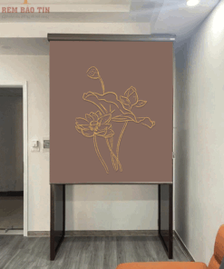 Rèm che ban thờ in tranh họa tiết hoa sen mã RCBT - 004