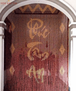 Rèm cuốn che bàn thờ bằng hạt gỗ mẫu RHG-05