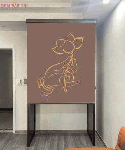 Rèm che ban thờ in tranh họa tiết hoa sen mã RCBT - 008