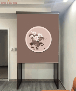 Rèm che ban thờ in tranh họa tiết hoa sen mã RCBT - 010