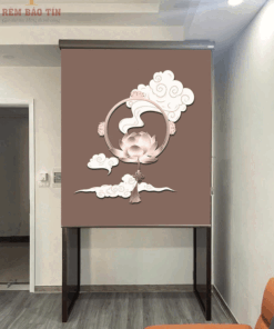 Rèm che ban thờ in tranh họa tiết hoa sen mã RCBT - 012