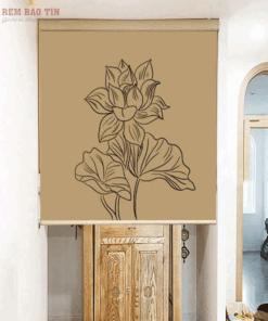 Rèm che ban thờ in tranh họa tiết hoa sen mã RCBT - 019