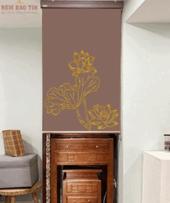 Rèm che ban thờ in tranh họa tiết hoa sen mã RCBT - 020