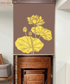 Rèm che ban thờ in tranh họa tiết hoa sen mã RCBT - 025