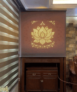 Rèm cuốn che bàn thờ khắc laze họa tiết hoa sen BT09