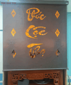 Rèm cuốn che bàn thờ khắc laze họa tiết BT012
