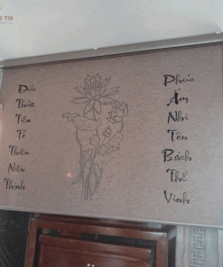 Rèm cuốn che bàn thờ khắc laze họa tiết hoa sen BT017