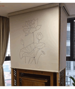 Rèm cuốn che bàn thờ khắc laze họa tiết hoa sen BT019