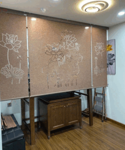 Rèm cuốn che bàn thờ khắc laze họa tiết hoa sen BT020