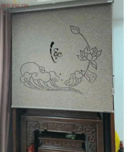 Rèm cuốn che bàn thờ khắc laze họa tiết hoa sen BT021