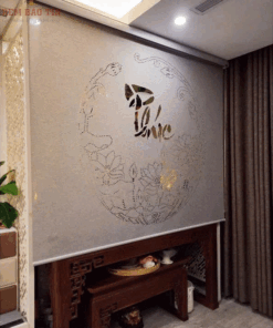 Rèm cuốn che bàn thờ khắc laze họa tiết hoa sen BT023