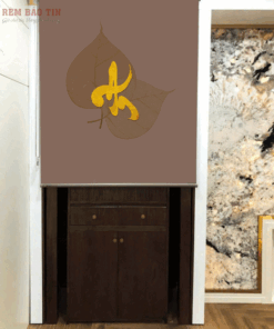 Rèm che ban thờ in tranh họa tiết hoa sen mã RCBT - 047