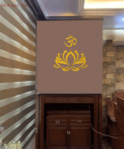 Rèm che ban thờ in tranh họa tiết hoa sen mã RCBT - 049