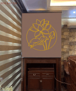 Rèm che ban thờ in tranh họa tiết hoa sen mã RCBT - 053