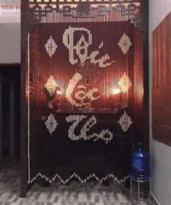 Mành che ban thờ bằng hạt gỗ bồ đề mẫu RHG-01