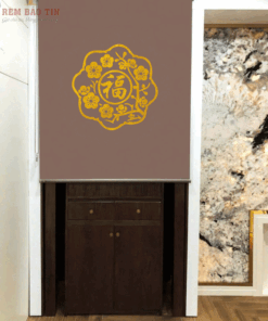 Rèm che ban thờ in tranh họa tiết hoa sen mã RCBT - 037