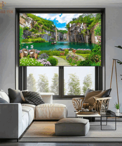 Rèm cuốn in tranh cửa sổ hãng Fivestar mã BT038 - Hệ phụ kiện máng cầu vồng
