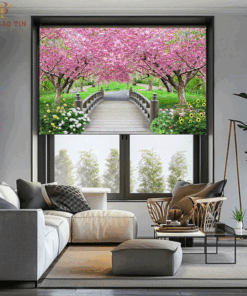 Rèm cuốn in tranh cửa sổ hãng Fivestar mã BT040 - Hệ phụ kiện máng cầu vồng