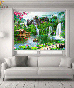 Rèm cuốn in tranh phong cảnh đẹp cho cửa sổ chung cư