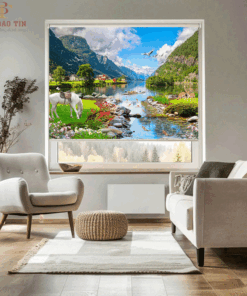 Rèm cuốn in tranh cản nắng 100% cho cửa sổ chung cư