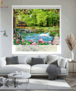 Mẫu rèm cửa sổ đẹp dạng cuốn in tranh mã BT046
