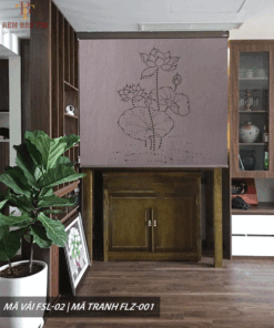 Rèm cuốn che bàn thờ khắc laze họa tiết hoa sen BT01