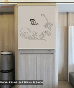 Rèm cuốn che bàn thờ khắc laze họa tiết hoa sen BT02