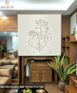 Rèm cuốn che bàn thờ khắc laze họa tiết hoa sen BT03