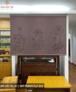 Rèm cuốn che bàn thờ khắc laze họa tiết hoa sen BT07