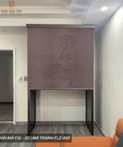 Rèm cuốn che bàn thờ khắc laze họa tiết hoa sen BT08