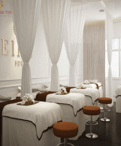 Màn rèm spa chất liệu voan trắng siêu đẹp