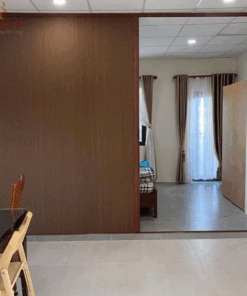 Vách tổ ong ngăn phòng khách và phòng bếp ăn
