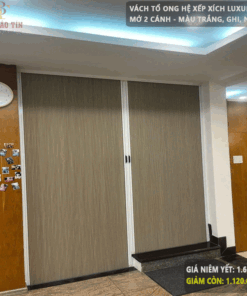 Vách rèm tổ ong ngăn phòng- Hệ xếp xích Luxury 4.5 – Mở 2 cánh – Màu trắng, ghi, nâu