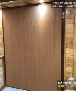 Vách rèm tổ ong ngăn phòng- Hệ Pro 2.7 – Mở 1 cánh – Màu vân gỗ
