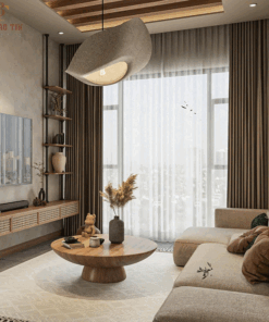 Rèm vải màu ghi sáng đẹp cho phòng khách chung cư mã BYG2909 - 09