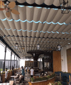 Rèm trần tự động hệ xếp ly 2 thanh ray 1 động cơ