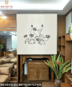 Rèm cuốn che bàn thờ khắc laze họa tiết hoa sen BT027