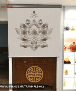 Rèm cuốn che bàn thờ khắc laze họa tiết hoa sen BT028