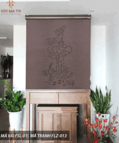 Rèm cuốn che bàn thờ khắc laze họa tiết hoa sen BT030