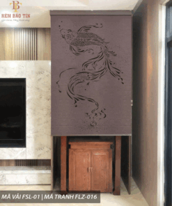Rèm cuốn che bàn thờ khắc laze họa tiết hoa sen BT032