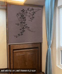 Rèm cuốn che bàn thờ khắc laze họa tiết hoa sen BT036
