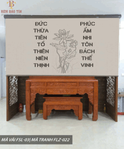 Rèm cuốn che bàn thờ khắc laze họa tiết hoa sen BT038