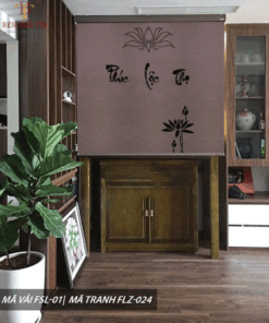 Rèm cuốn che bàn thờ khắc laze họa tiết hoa sen BT039