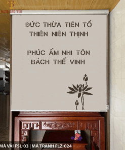 Rèm cuốn che bàn thờ khắc laze họa tiết hoa sen BT040
