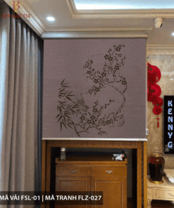 Rèm cuốn che bàn thờ khắc laze họa tiết hoa sen BT042