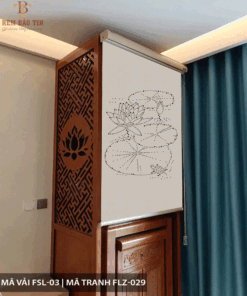 Rèm cuốn che bàn thờ khắc laze họa tiết hoa sen BT044